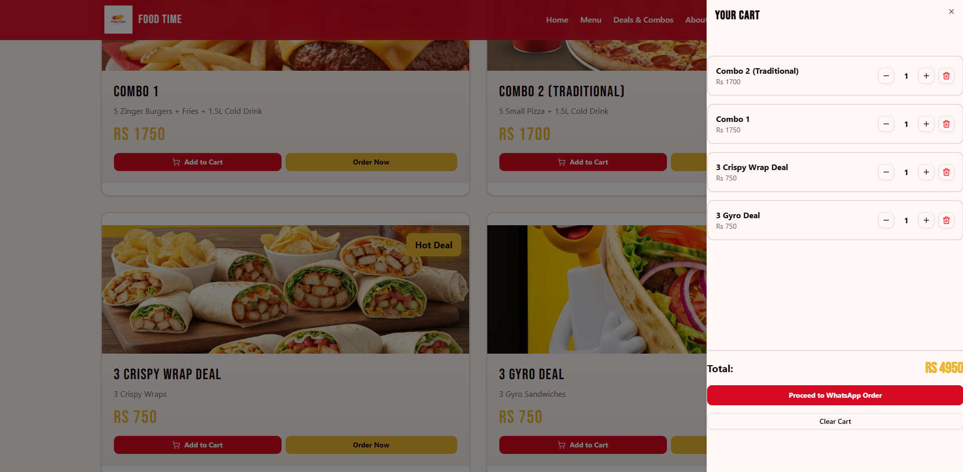 FoodTime Interface 1